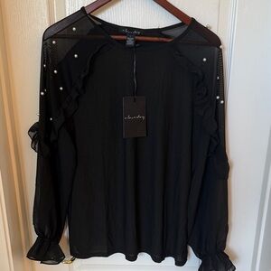 A Love Story  Elegant Black Pearl Blouse